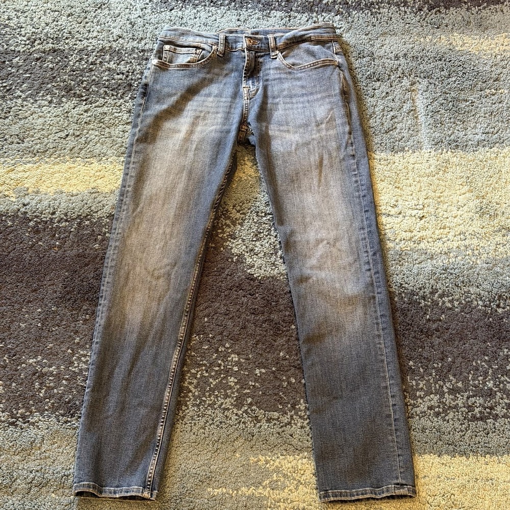 7 For All Mankind Slimmy Jeans Blue Slim Medium Wash Whisker Stretch Men's 30